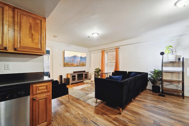 living area with light wood finished floors