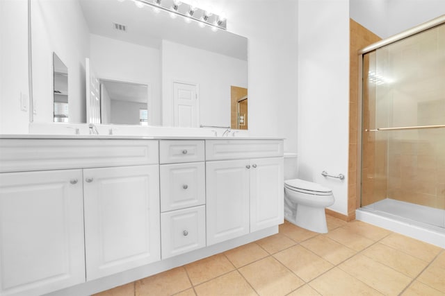 1300 Grand St Unit 521, Hoboken, NJ 07030 - full bath featuring toilet, tile patterned flooring, a stall shower, and double vanity