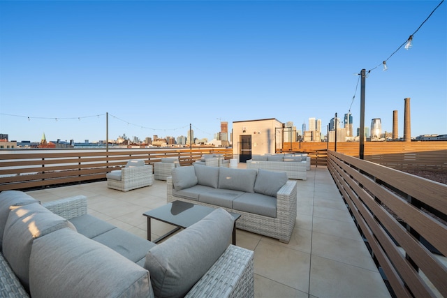 391 1st St Unit 3-B, Jersey City, NJ 07302 - view of patio / terrace featuring outdoor lounge area and a view of skyline