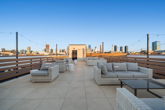 391 1st St Unit 3-B, Jersey City, NJ 07302 - view of patio featuring an outdoor living space and a view of skyline