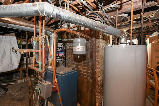 utilities with a heating unit and gas water heater