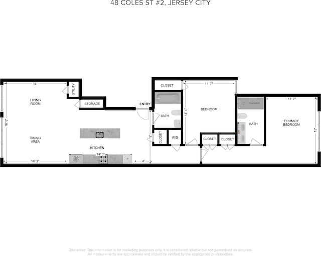 48 Coles St Unit 2, Jersey City, NJ 07302 - room layout