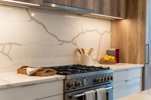 48 Coles St Unit 2, Jersey City, NJ 07302 - kitchen with high end range, modern cabinets, and under cabinet range hood