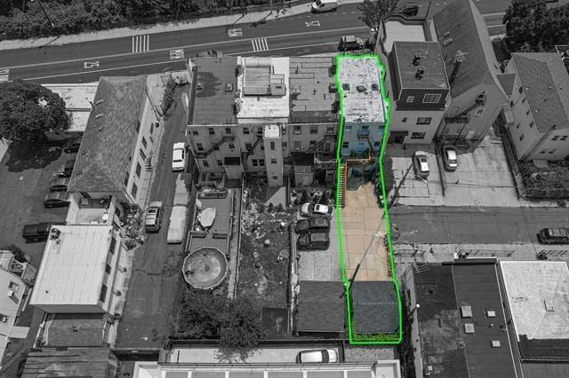 296 Paterson Plank Rd, Jersey City, NJ 07307 - aerial overview of property's location featuring property boundaries highlighted