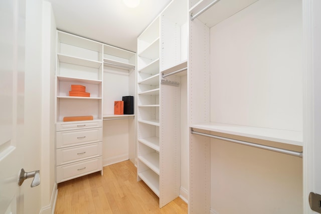 walk in closet featuring light wood-style floors