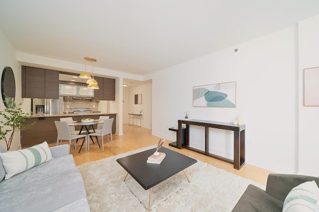 living area with light wood-type flooring