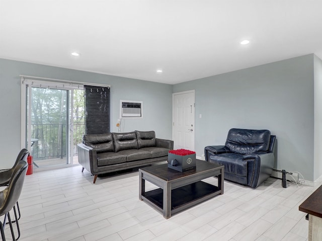 2200 Paterson Plank Rd Unit 19, North Bergen, NJ 07047 - living room featuring a wall unit AC and recessed lighting