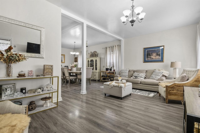 4319 Cottage Ave, North Bergen, NJ 07047 - living room featuring a chandelier and wood finished floors