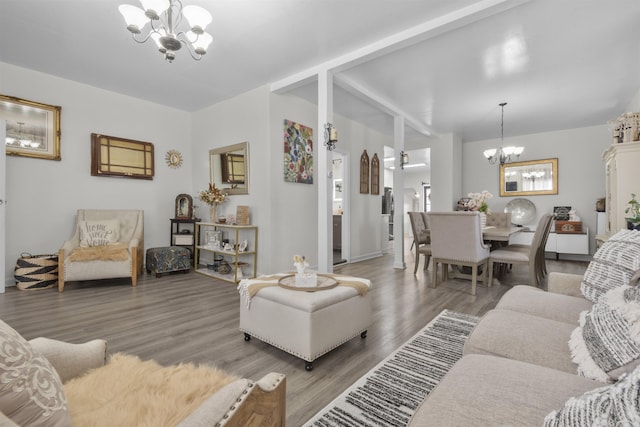 4319 Cottage Ave, North Bergen, NJ 07047 - living room with a chandelier and wood finished floors