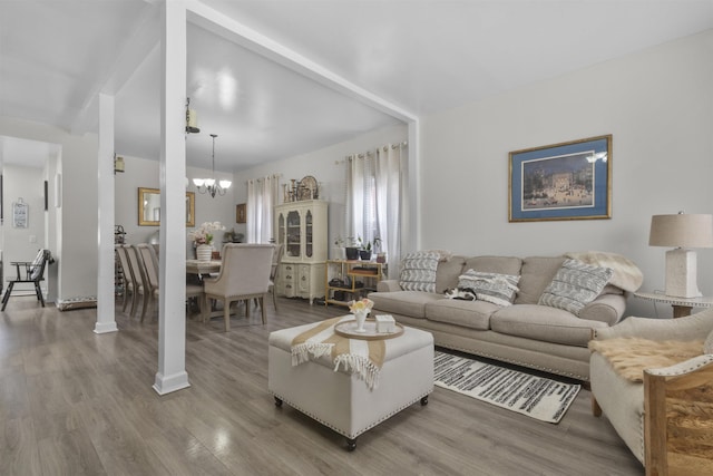 4319 Cottage Ave, North Bergen, NJ 07047 - living area featuring a chandelier and wood finished floors