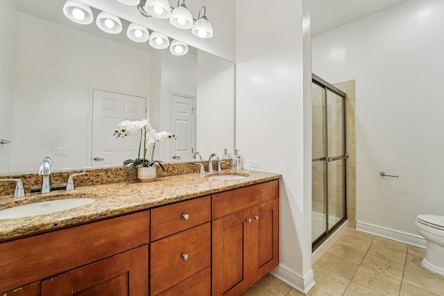 7400 River Rd Unit 114, North Bergen, NJ 07047 - full bathroom with a stall shower, double vanity, and tile patterned floors