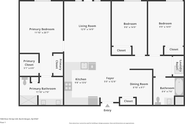 7400 River Rd Unit 114, North Bergen, NJ 07047 - view of floor plan / room layout