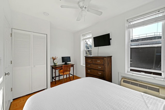 734 Adams St Unit 4B, Hoboken, NJ 07030 - bedroom with a closet and a ceiling fan