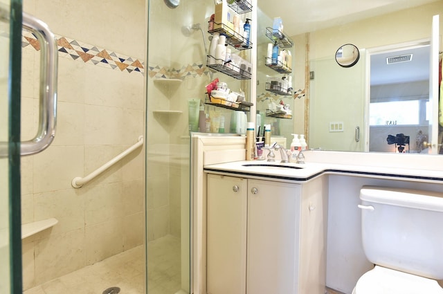 87 Stony Ridge Dr, Hillsdale, NJ 07642 - full bathroom with a stall shower, visible vents, toilet, and vanity