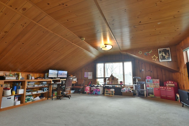 87 Stony Ridge Dr, Hillsdale, NJ 07642 - interior space featuring wooden ceiling, lofted ceiling, and wooden walls
