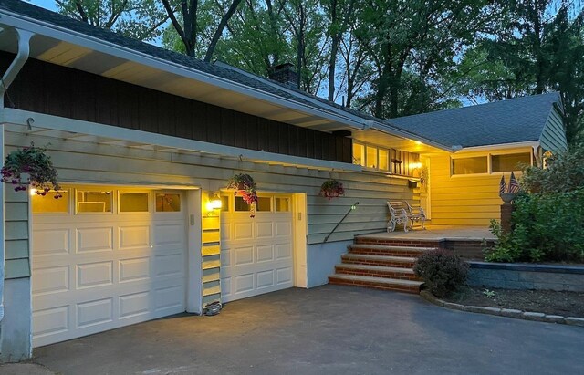 87 Stony Ridge Dr, Hillsdale, NJ 07642 - entrance to property featuring aphalt driveway, a garage, and a chimney