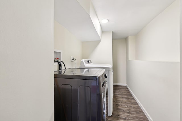5 77th St, North Bergen, NJ 07047 - washroom with separate washer and dryer and dark wood-style floors