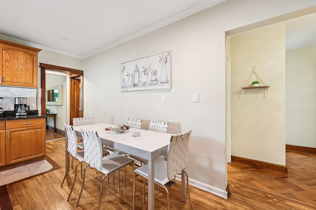 5 77th St, North Bergen, NJ 07047 - dining room featuring ornamental molding and parquet floors
