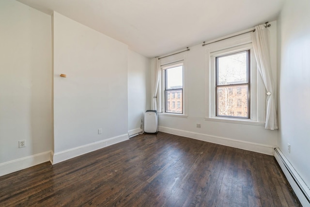 297 Pavonia Ave Unit 2A, Jersey City, NJ 07302 - unfurnished room with a baseboard heating unit, dark wood-style flooring, and baseboards