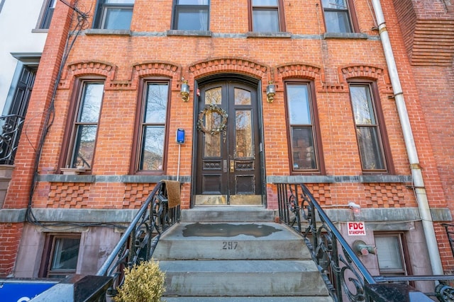 297 Pavonia Ave Unit 2A, Jersey City, NJ 07302 - property entrance featuring french doors and brick siding