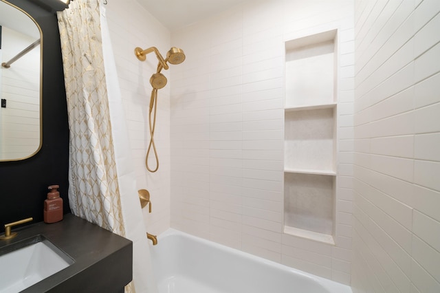 bathroom featuring a sink and shower / bath combo