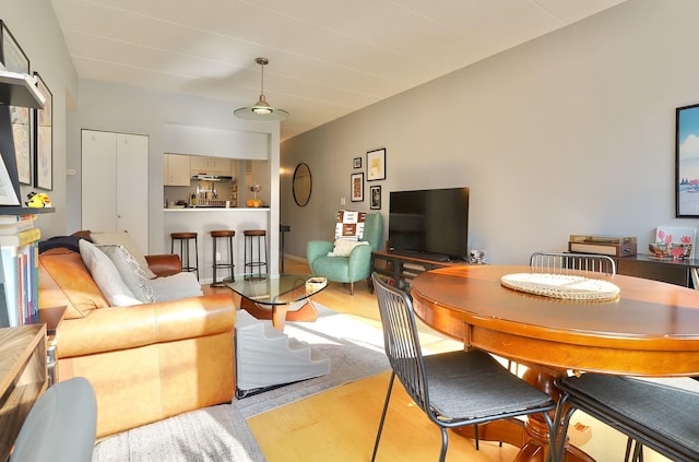 living area featuring wood finished floors