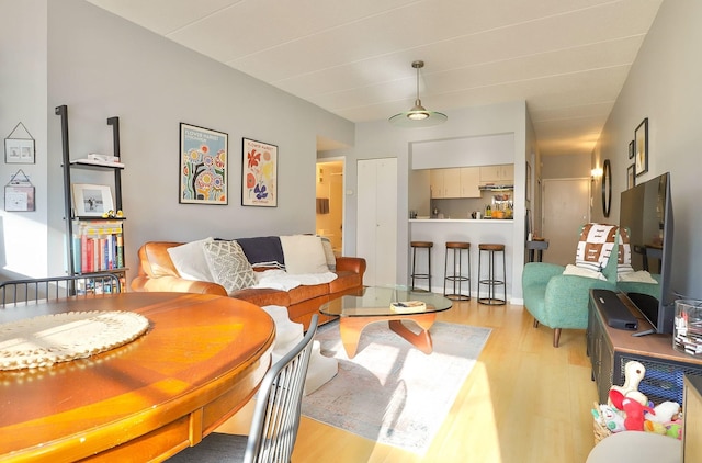 living room with light wood-style floors
