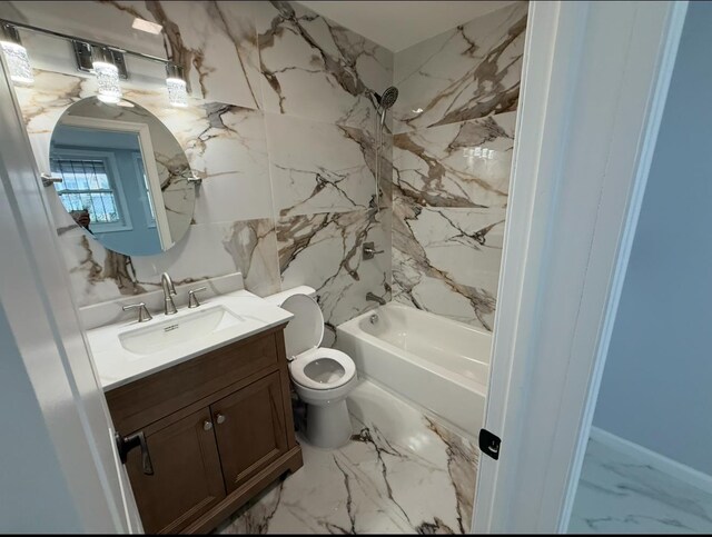 187 Lembeck Ave, Jersey City, NJ 07305 - full bath with vanity, shower / bath combination, and marble finish flooring
