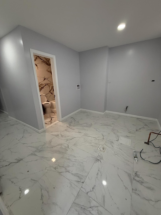 187 Lembeck Ave, Jersey City, NJ 07305 - unfurnished room with light marble finish flooring and recessed lighting