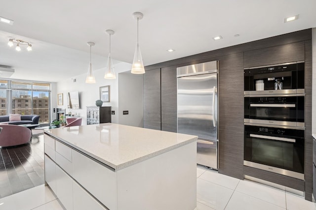 8100 River Rd Unit 1101, North Bergen, NJ 07047 - kitchen featuring built in refrigerator, a center island, modern cabinets, and open floor plan