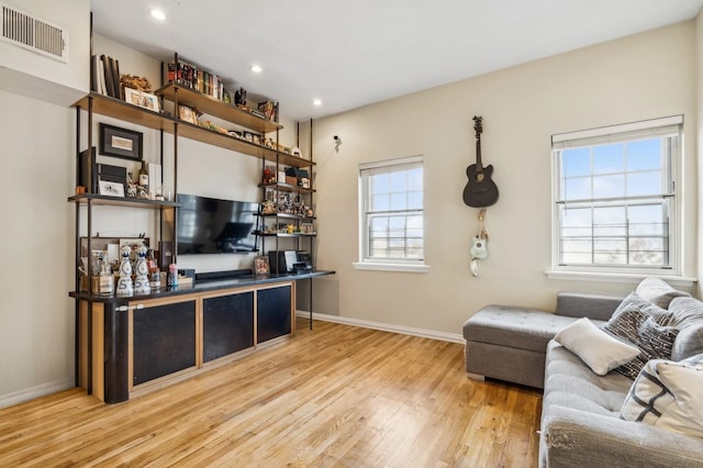 office area featuring hardwood / wood-style floors