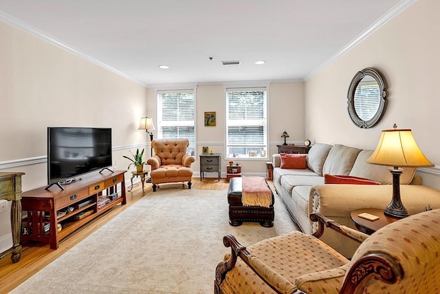 812 Grand St Unit 208, Hoboken, NJ 07030 - living area with wood finished floors, ornamental molding, and recessed lighting