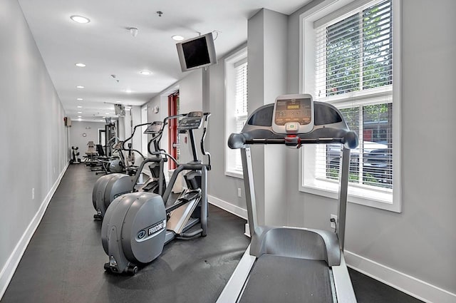 812 Grand St Unit 208, Hoboken, NJ 07030 - workout area with baseboards and recessed lighting
