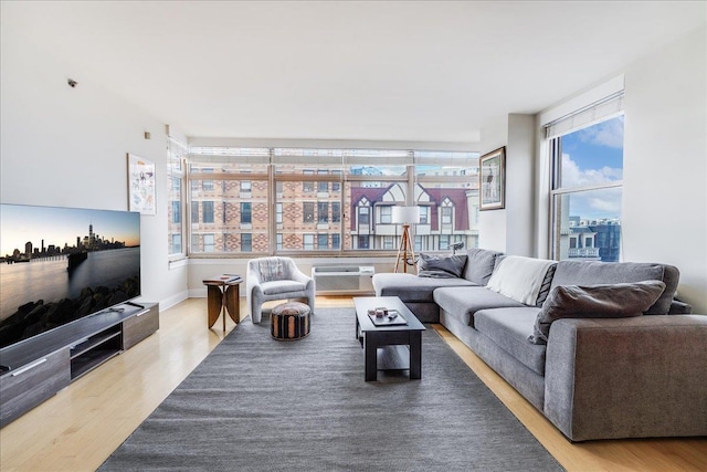 living room featuring light wood-type flooring