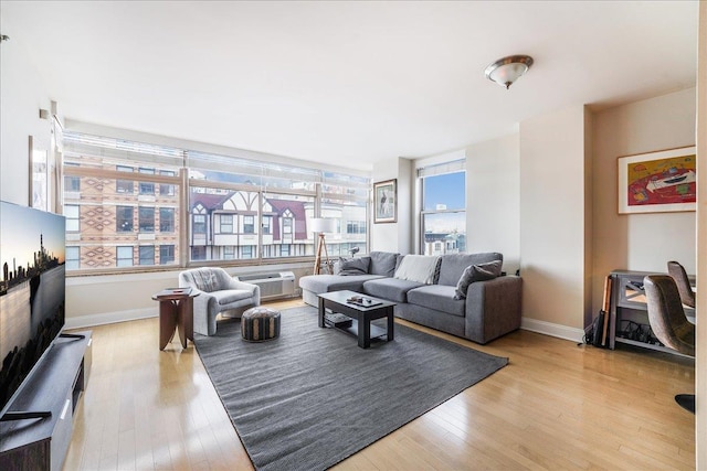 living room featuring light wood-type flooring