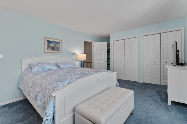 27 E 34th St, Bayonne, NJ 07002 - bedroom with dark colored carpet and two closets