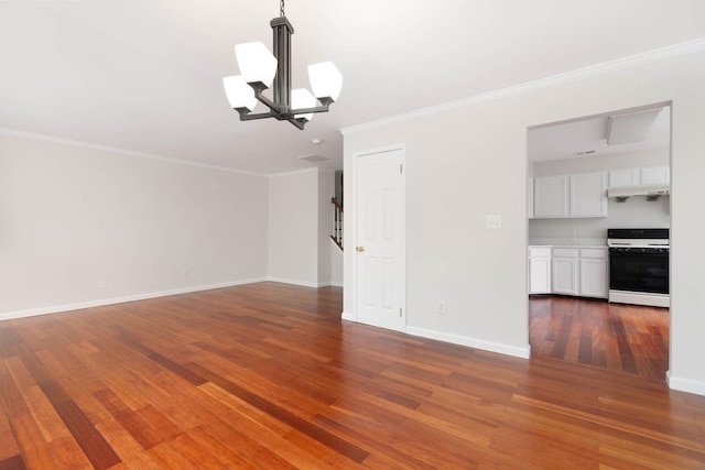 11 Crabapple Ct, Jersey City, NJ 07305 - unfurnished living room with a chandelier, crown molding, and wood finished floors