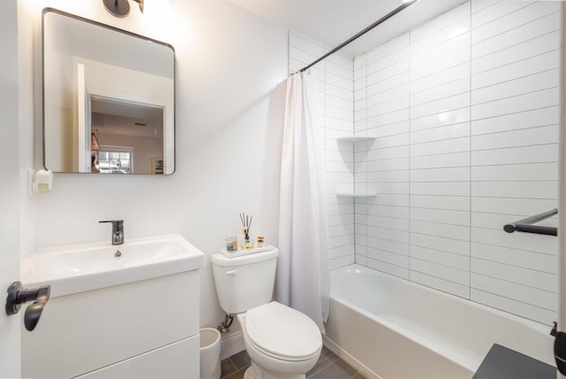 full bathroom featuring vanity, toilet, and shower / bath combo with shower curtain