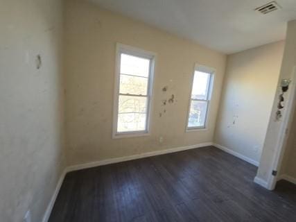 interior space with dark hardwood / wood-style flooring