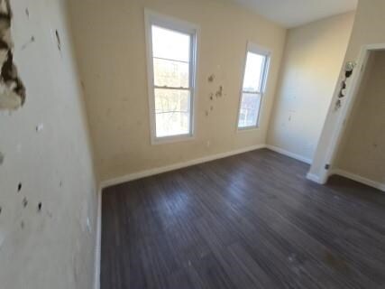 spare room with dark hardwood / wood-style flooring