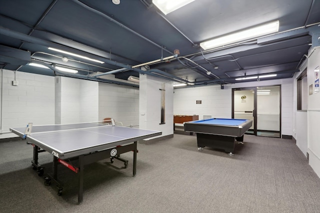 recreation room with billiards