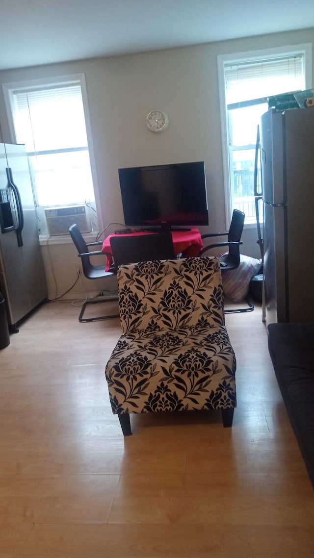 201 45th St Unit E4, Union City, NJ 07087 - living room with light wood-style floors and cooling unit