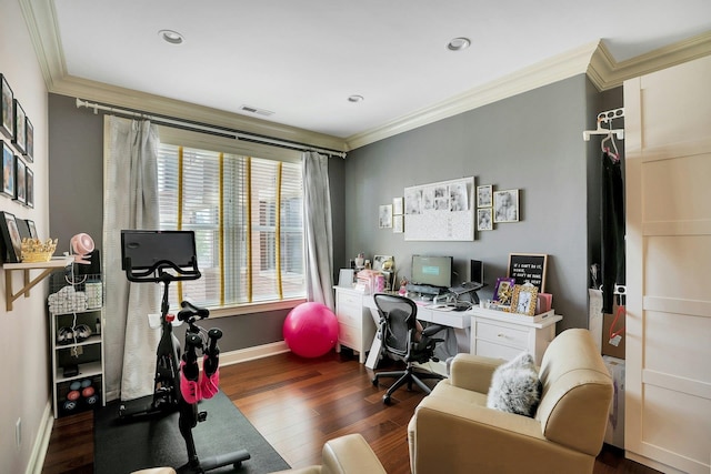 20 Avenue At Port Imperial Unit 217, West New York, NJ 07093 - home office featuring crown molding, dark wood-type flooring, and recessed lighting