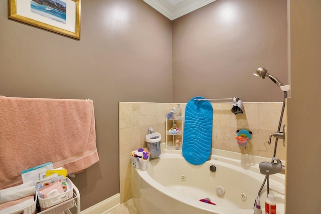 20 Avenue At Port Imperial Unit 217, West New York, NJ 07093 - full bathroom featuring ornamental molding and a whirlpool tub
