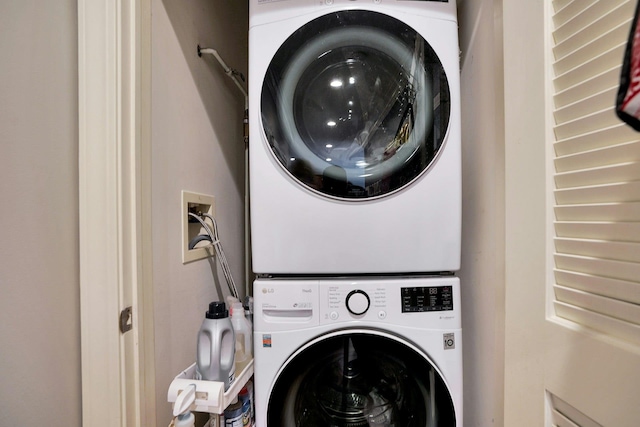 20 Avenue At Port Imperial Unit 217, West New York, NJ 07093 - laundry room featuring stacked washer and clothes dryer