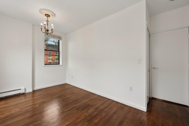 48 W Hamilton Pl Unit 5, Jersey City, NJ 07302 - unfurnished room featuring a chandelier, baseboard heating, and wood finished floors