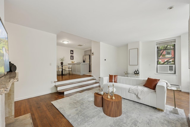 48 W Hamilton Pl Unit 5, Jersey City, NJ 07302 - living area with wood finished floors and cooling unit