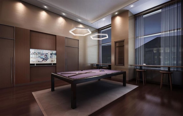 99 Hudson St Unit 401, Jersey City, NJ 07302 - game room featuring wood finished floors, recessed lighting, and billiards