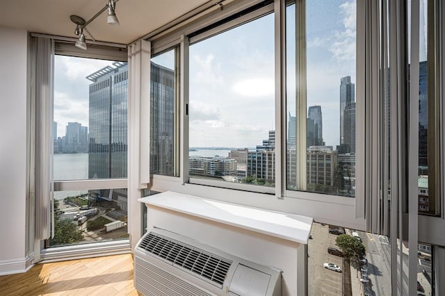 misc room with hardwood / wood-style flooring and a healthy amount of sunlight