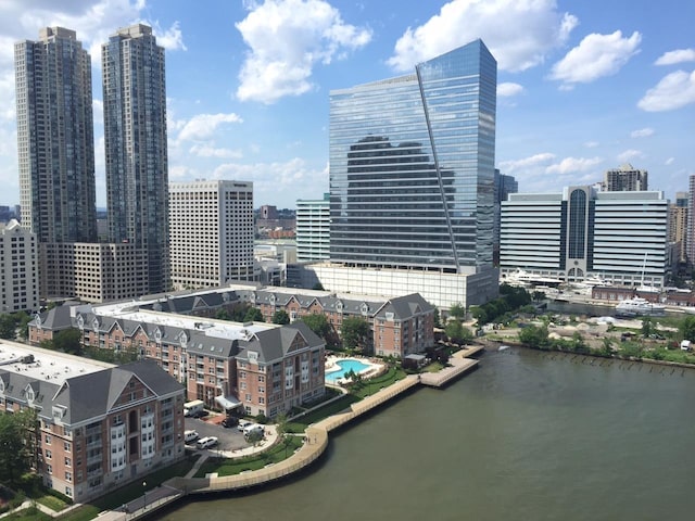 city view with a water view